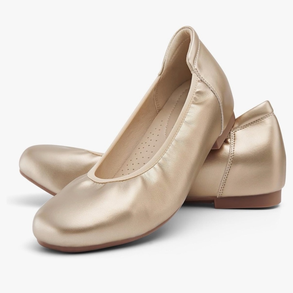 ❤️ NWT! NIB! Cestfini Gold Round Toe Bendable Ballet Flats